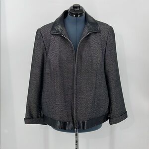 JOAN LESLIE SIZE 20 W Women's Charcoal Jacket with Black Trim